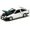Toyota Sprinter Trueno (AE86) RHD "Keiichi Tsuchiya" White with Green Carbon Hood 1/64 Diecast Model Car by Hobby Japan - 2 of 4