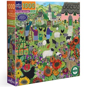 eeBoo Piece & Love: Village Orchard - 1000 Piece Puzzle, 23" Square Adult Jigsaw - 1 of 4