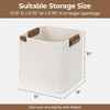Aoibox White Woven Cotton Rope Storage Baskets with Removable Leather Decoration Organizer for Shelves 11in 3 Pack - 2 of 4