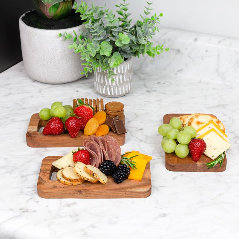 AuldHome Design Mini Wood Charcuterie Boards, 3pc Set; Personal-Sized Rectangular Serving Acacia Wooden Trays, 4 of 9