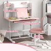 INFURNIC Kids Table Sets Height Adjustable Desk and Chair Set with Tilt Top and Storage for Study, Pink, 31.5"*21.7"*42.3" - 3 of 4
