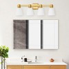 POWLIG Modern Vanity Light Fixture - Dimmable Bathroom Lighting with Cone Milk White Glass Shades - 2 of 4