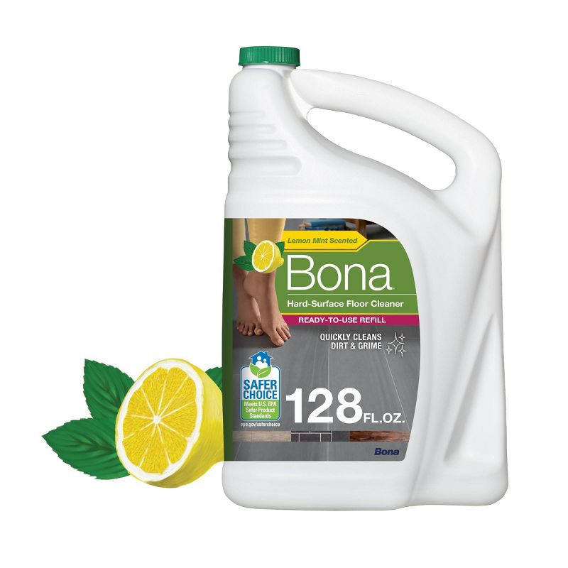 Bona Lemon Mint Cleaning Products Mop Refill Multi Surface All Purpose Floor Cleaner - 128oz, 1 of 10