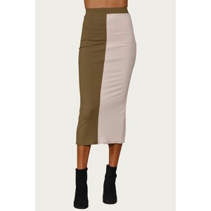 Women's COLORBLOCKED RIBBED-KNIT MIDI SKIRT - ENDLESS BLU. - 1 of 2