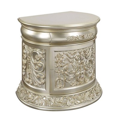 Sorina Antique Gold Oval 3-Drawer Nightstand