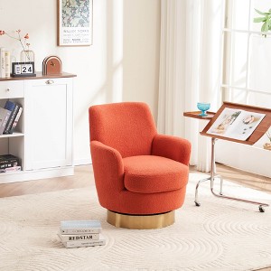 Racxily Orange Teddy Swivel Barrel Chair - 360° Noiseless Swivel Accent Chair, Comfy Reading Armchair for Living Room & Bedroom - 1 of 4