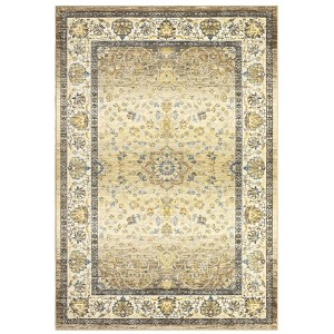 Washable Floral Living Room Bedroom Rugs, Distressed Print Vintage Floor Carpet for Dining Room, Non Slip Soft Indoor Floor Rugs - 1 of 4