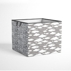 Bacati - Clouds in the City White/Gray Storage Box Large - 1 of 4