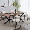 Set of 4 Mid-Century Modern Dining Chairs, Teddy Fabric Upholstered,  Curved Back , Metal Frame - 3 of 4