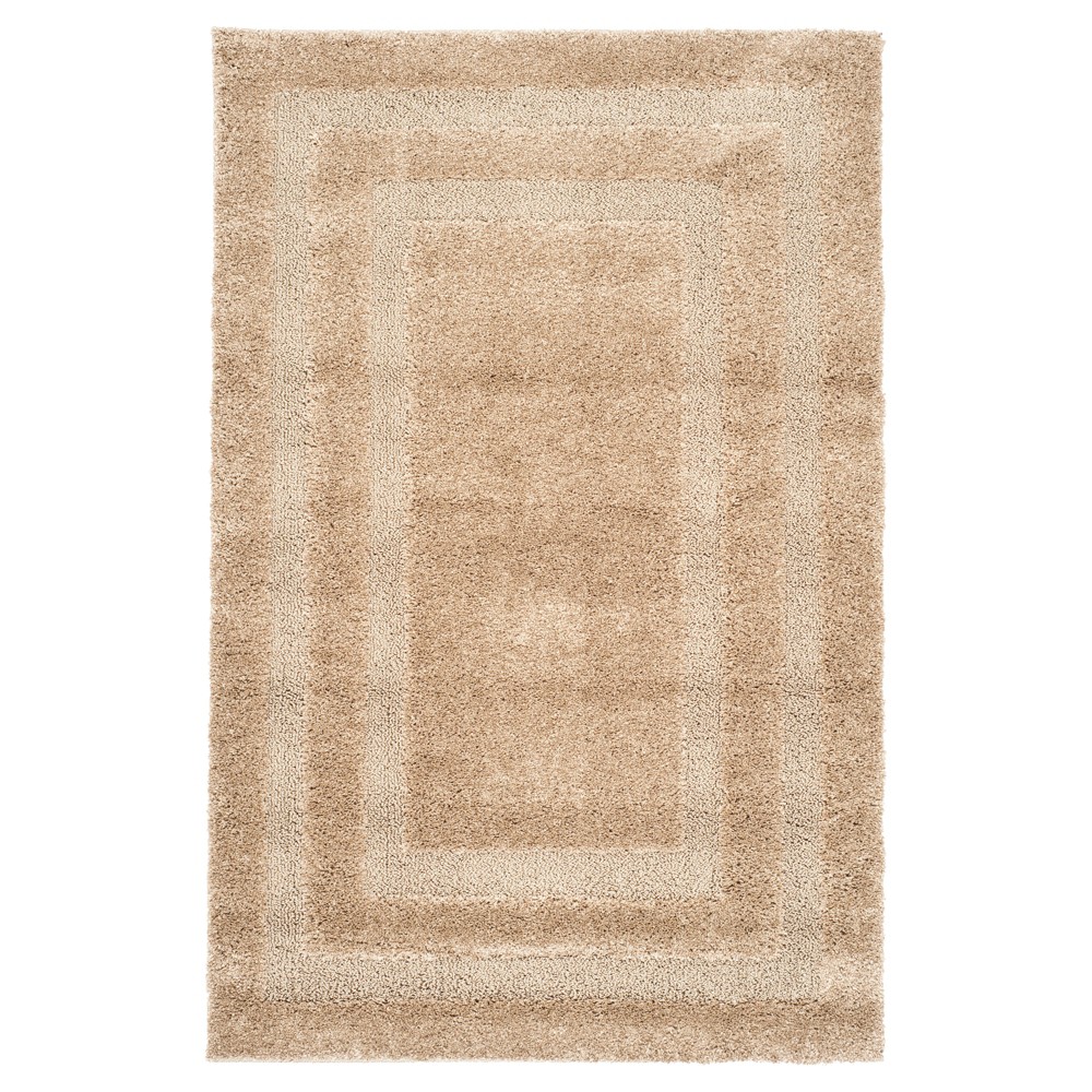 3'3inx5'3in Beige Abstract Shag/Flokati Loomed Accent Rug - Safavieh