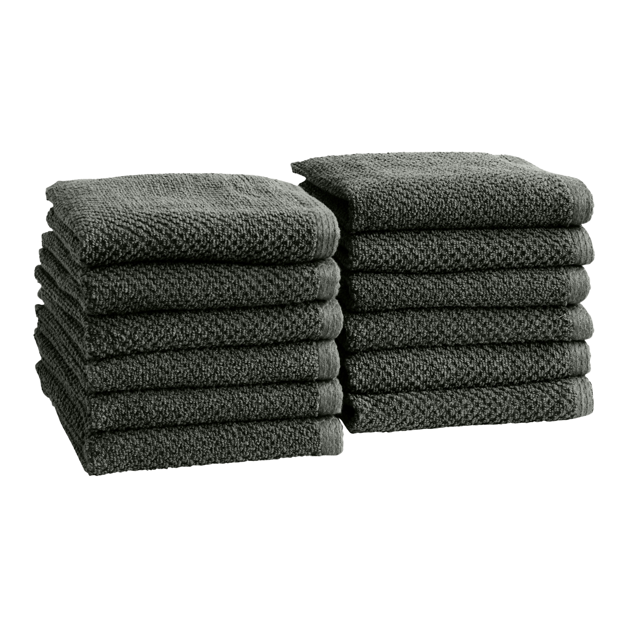 Cotton Quick Dry Loop Textured Bath Towel - Great Bay Home (Midnight, Washcloths - Set of 12)