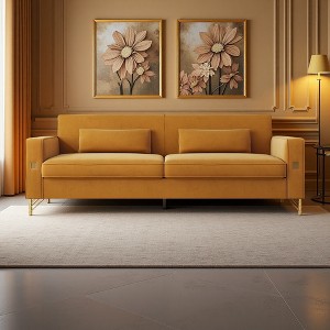 3-Seat Luxury Modern Sofa with Gold Accents - 1 of 4