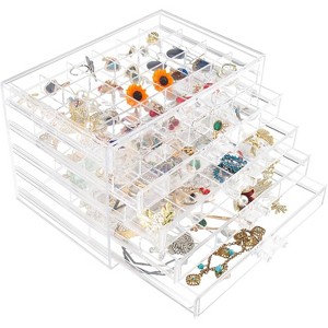 Acrylic Jewelry Organizer Box with 5 Drawers, Clear Storage Case for Women, Girls & Men - 1 of 4