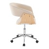 TiramisuBest Mid-Century Modern Office Chair: Chrome, Wood, Cream Fabric, Adjustable - 2 of 4