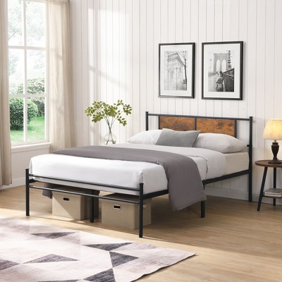 NicBex Modern Twin/Full/Queen/King Metal Platform Bed Frame with Wood Headboard,Under Bed Storage,Noise-Free,No Box Spring Needed,Easy Assembly,Black