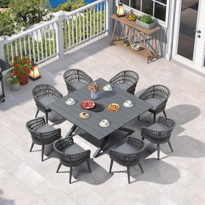 PURPLE LEAF Outdoor Dining Set All-Weather PE Rattan Patio Furniture Set with All Aluminum Frame Table and Chairs Set for Lawn Backyard Deck - 1 of 4