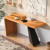 63" Computer Desk, Rectangular Writing Table with Wood Legs and Thickened Desktop, Modern Simple Executive Desk Workstation for Home Office, Walnut - 2 of 4