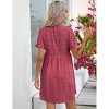 Womens Maternity Dress V Neck Lantern Sleeve Jacquard Dot Pocket Babydoll Baby Shower Dress - 3 of 4