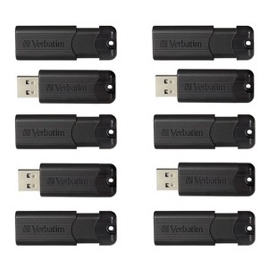 Verbatim PinStripe 32GB USB 3.2 Type-A Flash Drives Black 10/Pack (70902) - 1 of 4