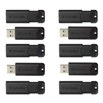 Verbatim PinStripe 32GB USB 3.2 Type-A Flash Drives Black 10/Pack (70902)