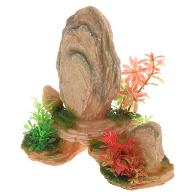 Unique Bargains Aquarium Terrariums Mountain for Fish Tank Landscape Decoration Green Beige 5.31" Height 1pcs