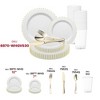Smarty Had A Party White w/ Gold Pearl String Round Plastic Wedding Set - 30 Sets - 4 of 4