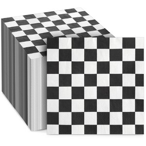 Blue Panda 150 Pack Car Race Checkered Flag Disposable Paper Napkin Party Supplies Kid Birthday 6.5"x6.5" - 1 of 4
