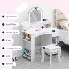 Kids Vanity with Lighted Mirror & Stool, Little Girls Vanity with Adjustable LED Light, Storage Drawer & Shelves for Girls 3-9 - 3 of 4