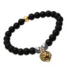 Steeltime Men's black lava beaded bracelet with stainless steel lion. Color Options: Silver, Gold - 2 of 4