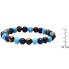 Steeltime Men's tiger eye, blue lapis and turquise agate beaded bracelet - 3 of 4
