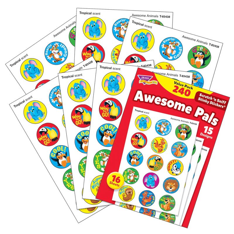 Trend Enterprises Awesome Pals Scratch 'N Sniff Stinky Stickers, 15 Designs, 1 Scent, Pack of 240, 2 of 3