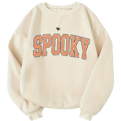 Plus Size Halloween Sweatshirts Tops with Crew Neck Long Sleeve Graphic Print Pullover Sweat Shirts Plus Size Sweatshirts