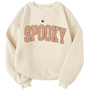 Plus Size Halloween Sweatshirts Tops with Crew Neck Long Sleeve Graphic Print Pullover Sweat Shirts Plus Size Sweatshirts - 1 of 3