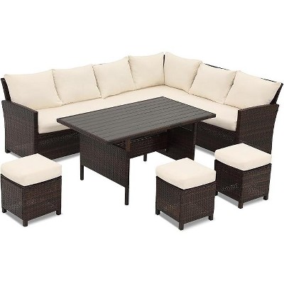 4 Piece Outdoor Patio Furniture Sets, Wicker Conversation Set for Porch Deck