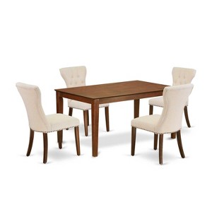 5-Piece Mahogany Finish Solid Wood Top - Rectangular Dining Room Set - Seats 4 - 1 of 4