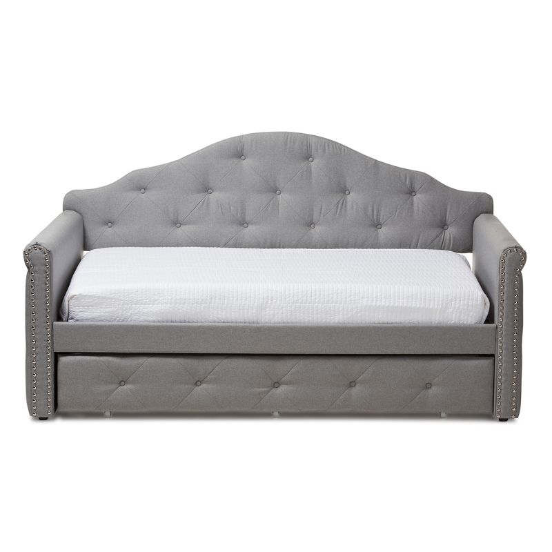 Twin Emilie Modern and Contemporary Fabric Upholstered Daybed with Trundle Gray - Baxton Studio, 5 of 12