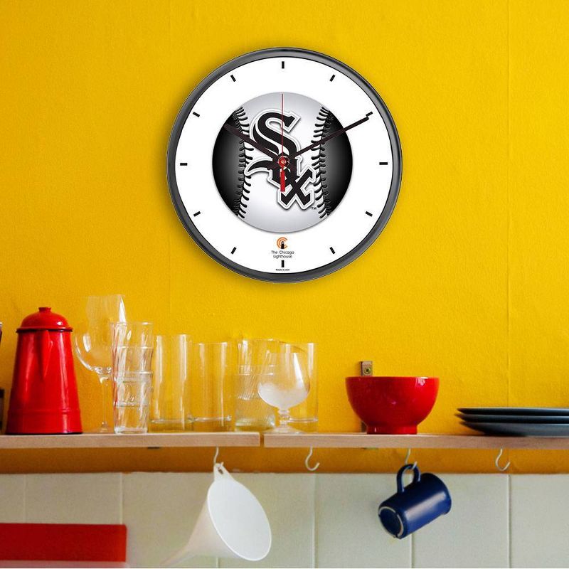 12.75&#34; x 1.5&#34; Chicago White Sox Quartz Movement Decorative Wall Clock Black Frame - By Chicago Lighthouse, 4 of 5
