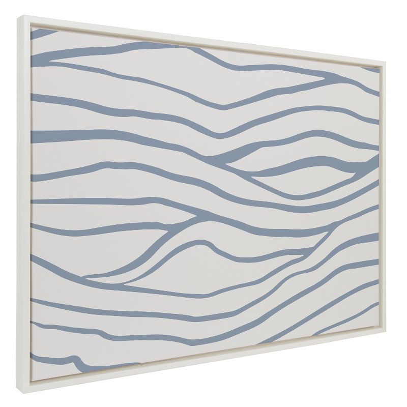 Kate & Laurel All Things Decor Sylvie Simple Elegant Coastal Waves Framed Canvas Wall Art by The Creative Bunch Studio White, 1 of 7