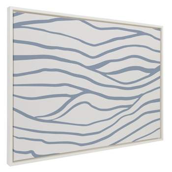 Kate & Laurel All Things Decor Sylvie Simple Elegant Coastal Waves Framed Canvas Wall Art by The Creative Bunch Studio White