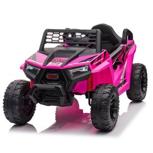 Sandinrayli 12V Kids Ride on Car, Electric Off-Road UTV Truck, Double Open Doors, Safety Belt, Horn, Music, and Lights for Kids 3-5 Years - 1 of 4