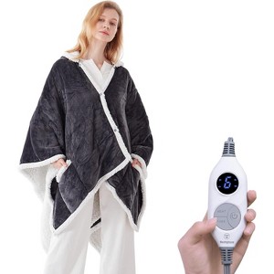 Inhand Wearable Heated Throw Blanket Shawl - 50"x60" Flannel Electric Robe Blanket Hoodie for Winter 5-Position Timer 10 Heating Levels - 1 of 4