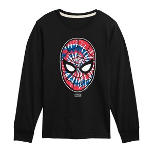 Boys' - Marvel - Spider-man Mask Tie Dye Flag Long Sleeve Graphic T-Shirt - 1 of 4