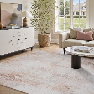 MontVoo Modern Abstract Washable Area Rug Pink - 1 of 4