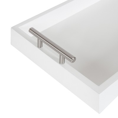 Lipton Sleek White and Silver Wood Decorative Tray, 10x24
