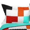 Slickblue Full/Queen, Reversible Geometric Patchwork Quilt Set, Vermicelli Quilted, TC Fabric, Machine Wash, 3pc - 3 of 4