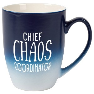 Elanze Designs Chaos Coordinator Two Toned Ombre Matte Navy Blue and White 12 ounce Ceramic Stoneware Coffee Cup Mug - 1 of 4