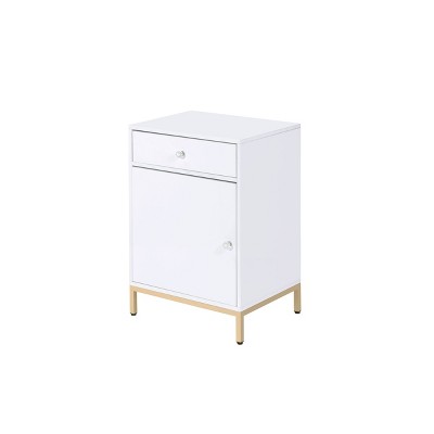 Ottey Cabinet White High Gloss/Gold - Acme Furniture