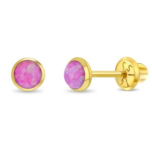 Girls' Opal Bezel Screw Back 14k Gold Earrings - In Season Jewelry - 1 of 1
