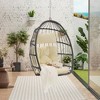 PAGED Outdoor Rattan Swing Chair with Water Resistant Cushion and UV Resistant Frame,Egg Chair for Patio,Porch,Garden - 2 of 4