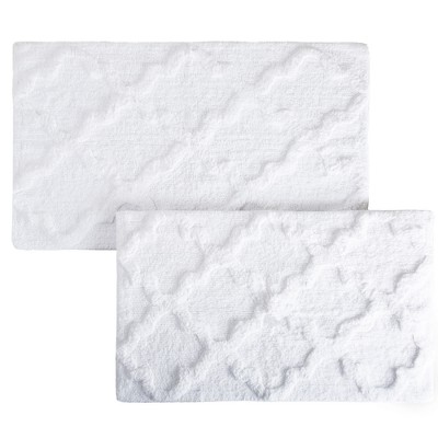 2pc Trellis Bath Mat Set White - Yorkshire Home